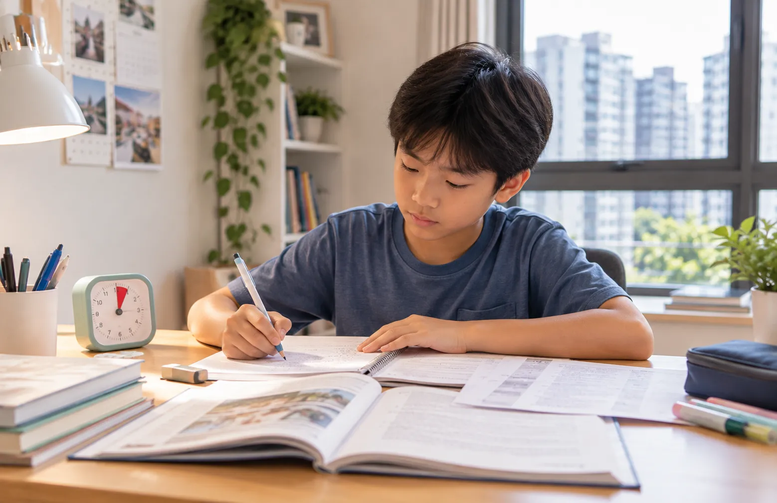 Best English tuition Singapore with a student completing focused English exam preparation and revision.