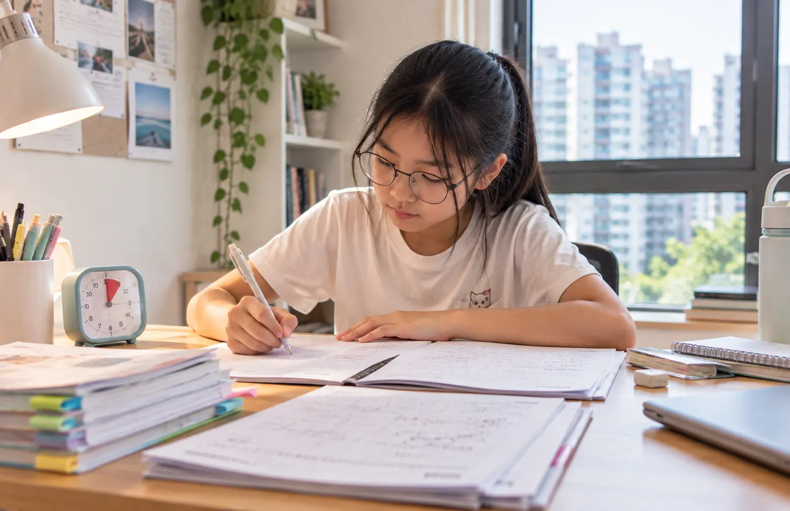 Exam preparation with a student completing focused timed practice before an examination.