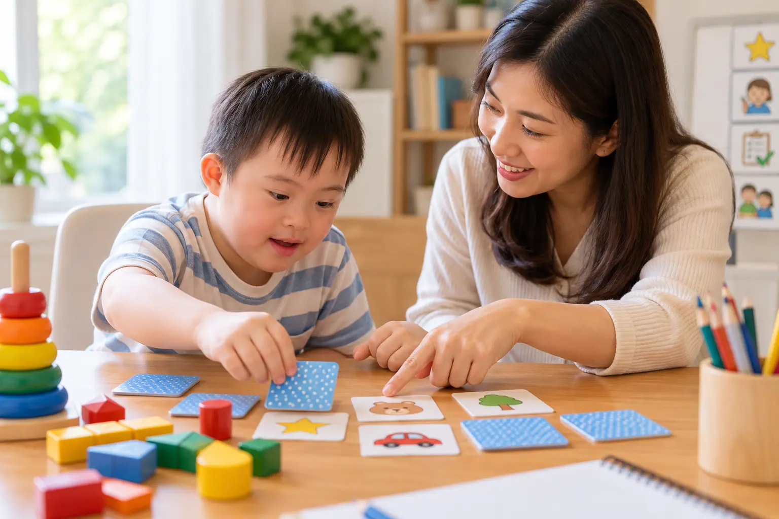 Brain training for children through a memory matching activity with individualised guidance in a supportive learning environment.